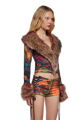 Psytrance Zone Faux Fur Top