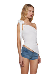 Dream Girl Asymmetrical Top - White
