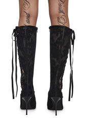 Dream Boulevard Lace Boots - Black