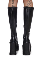 Short And Sweet Knee High Boots - Black