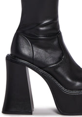 Short And Sweet Knee High Boots - Black