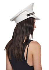 Pyramid Studded Captain Hat - White