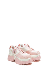 Bear Blushes Chunky Glitter Trainers - Pink