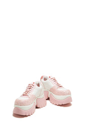 Bear Blushes Chunky Glitter Trainers - Pink