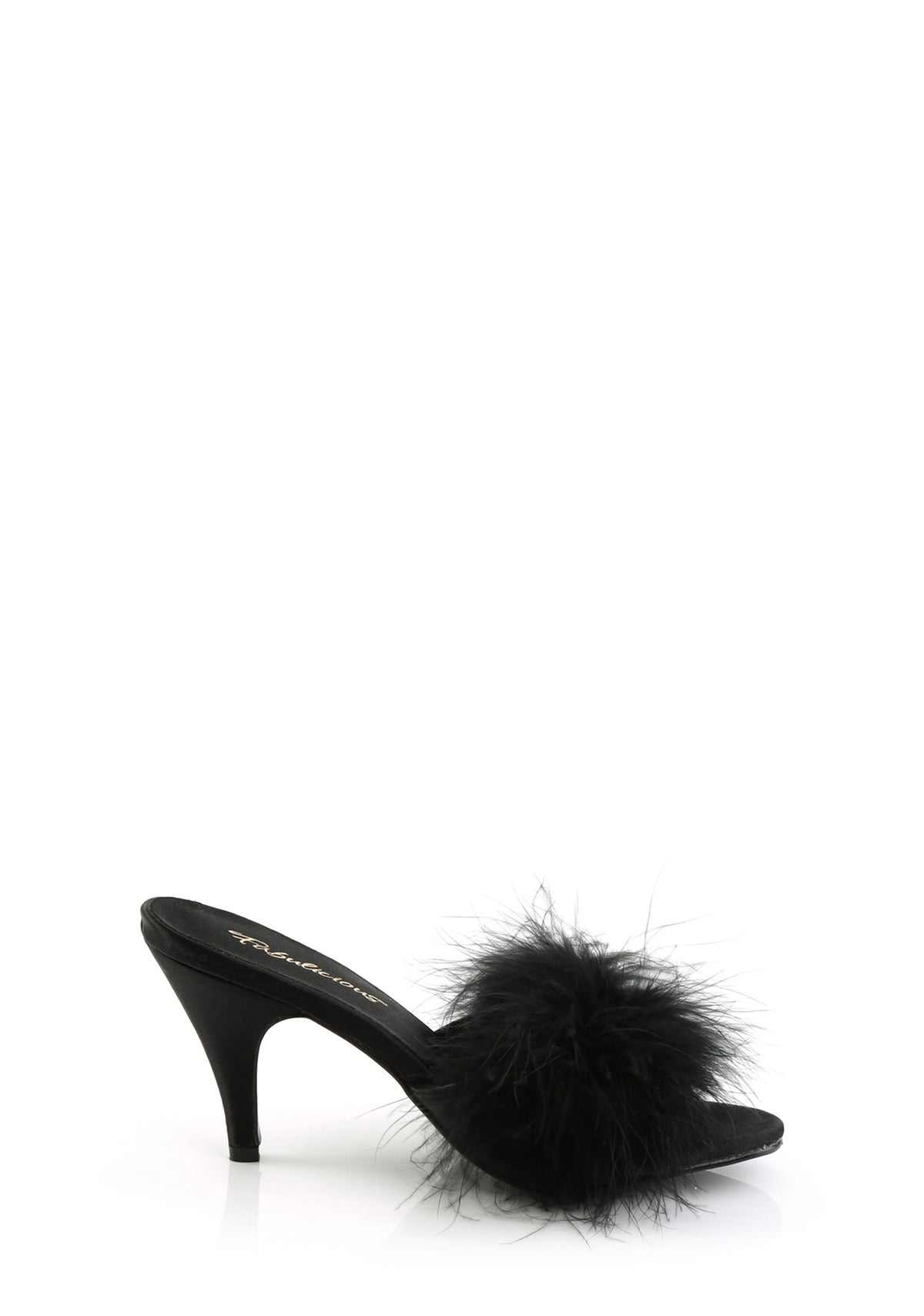 Amour-03 Marabou Slippter-Black PU