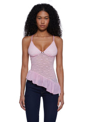 Flirty Attitude Lace Top - Pink