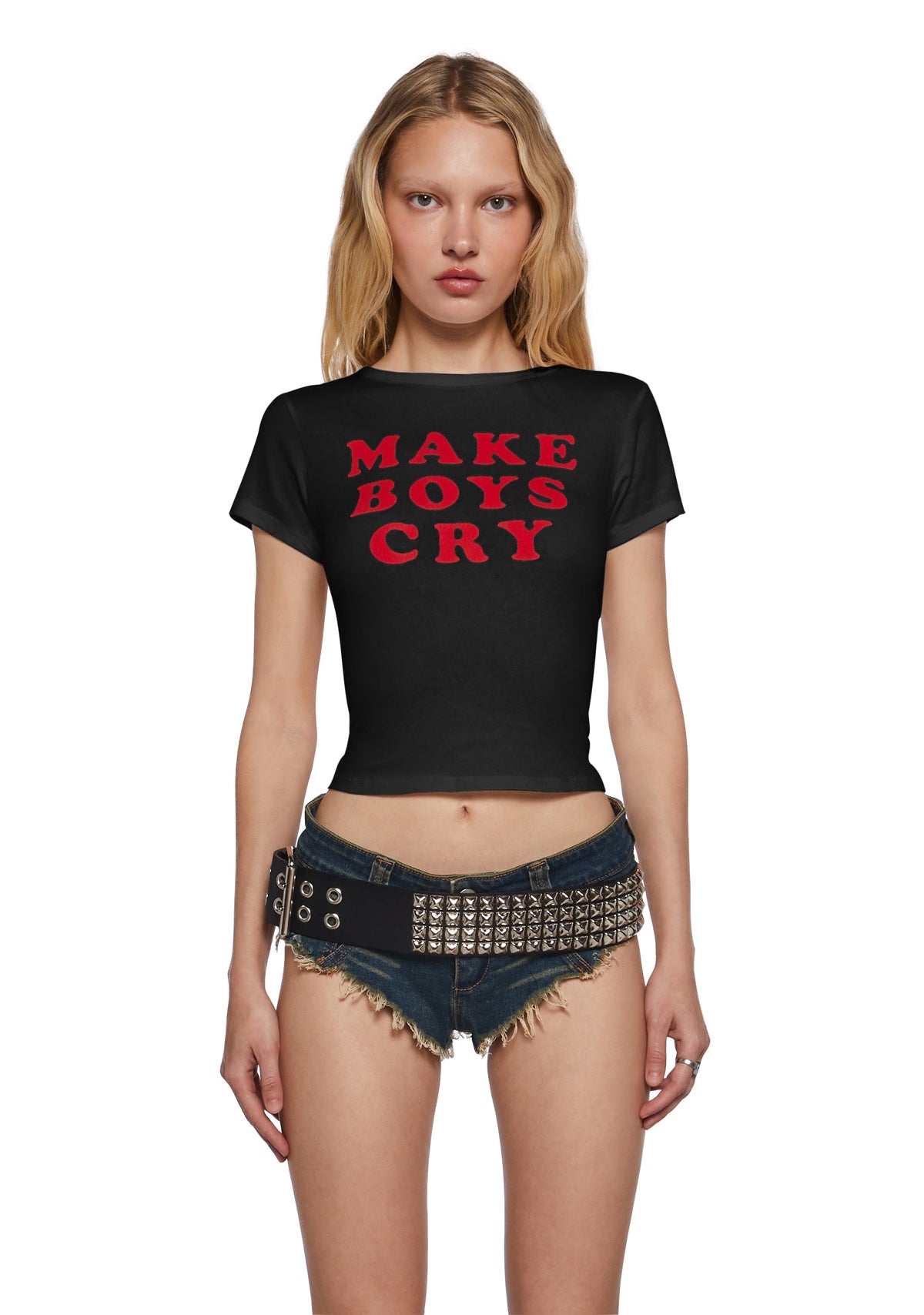 Cute Boy Tears Graphic Tee - Black