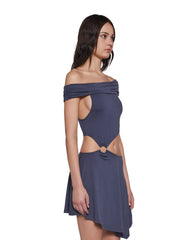 Seductive Gaze Cut Out Dress - Blue