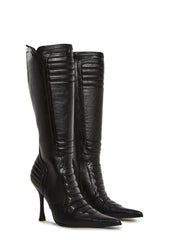 Motorcrossed Knee High Boots