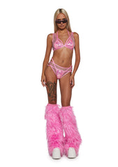 Think Pink Rhinestone 2-Piece Shorts Set - Pink