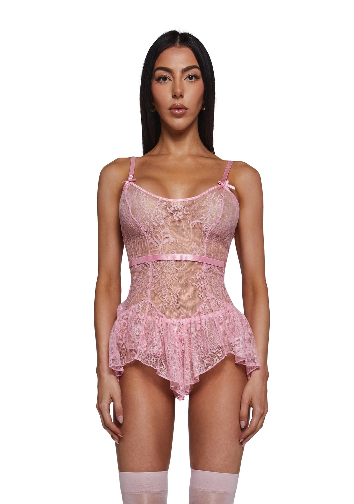 Midnight Kiss Lace Babydoll - Pink