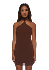 Latest Nightspot Halter Dress - Brown