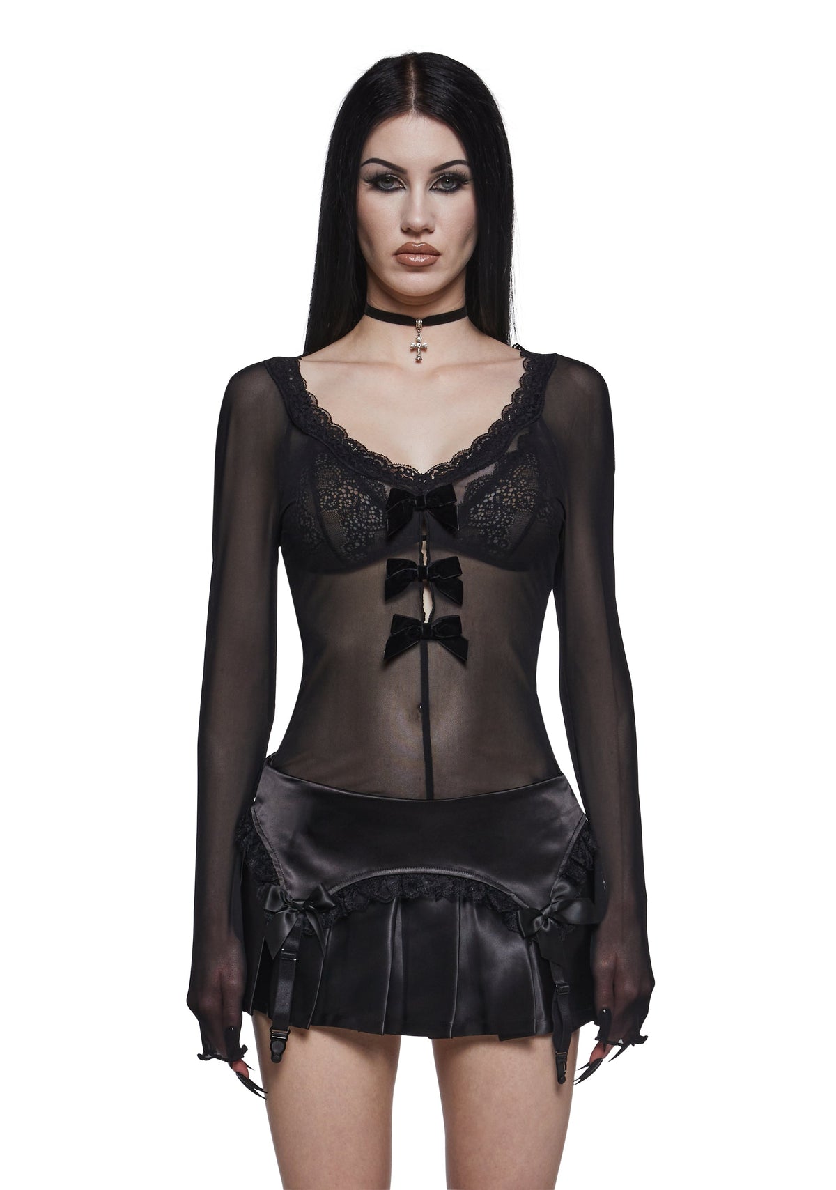 Dark Vestments Mesh Long Sleeve Top