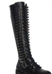 Spiked Knee High Lace Up Boots