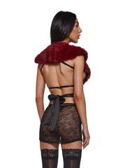Fur The Night Lace and Faux Fur Chemise Set