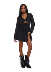 Sunset Chaser Babydoll Dress - Black