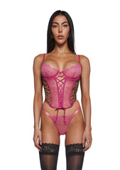 Animal Instincts Sheer Mesh Bustier Lingerie Set