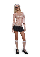 Sweet Surrender Lace Top - Pink