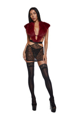 Fur The Night Lace and Faux Fur Chemise Set