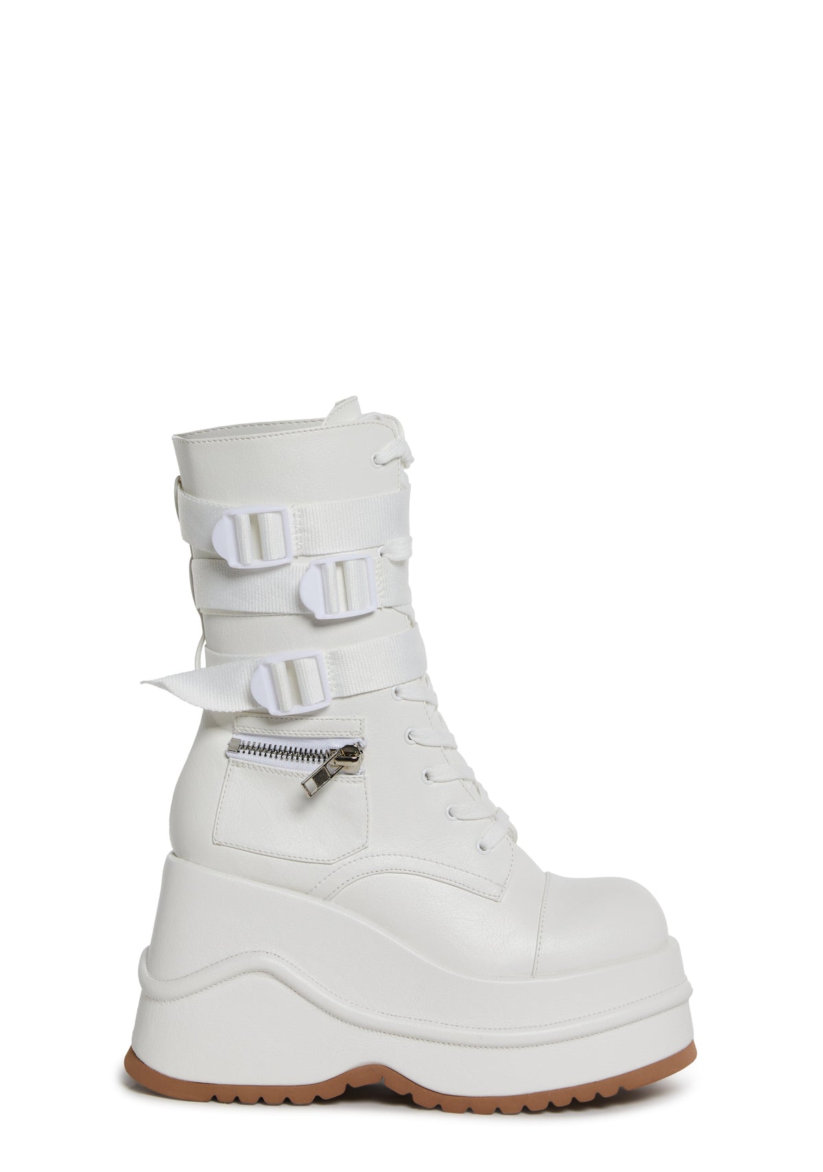 Mad Hustle Wedge Platform Boots - White