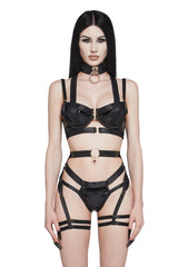 Sexy Fantasy Strappy Vinyl Lingerie Set