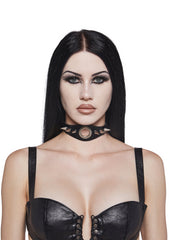 Heartless Leather Spiked Choker