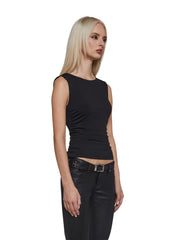 Elegant Turn Short Sleeve Top - Black