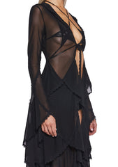 Sparkled Myths Hooded Duster - Black