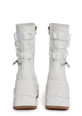 Mad Hustle Wedge Platform Boots - White