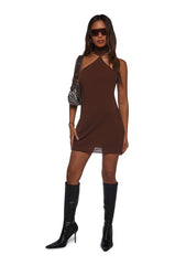 Latest Nightspot Halter Dress - Brown