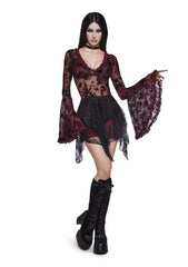 Pursuit Of Blood Mesh Bodysuit - Red