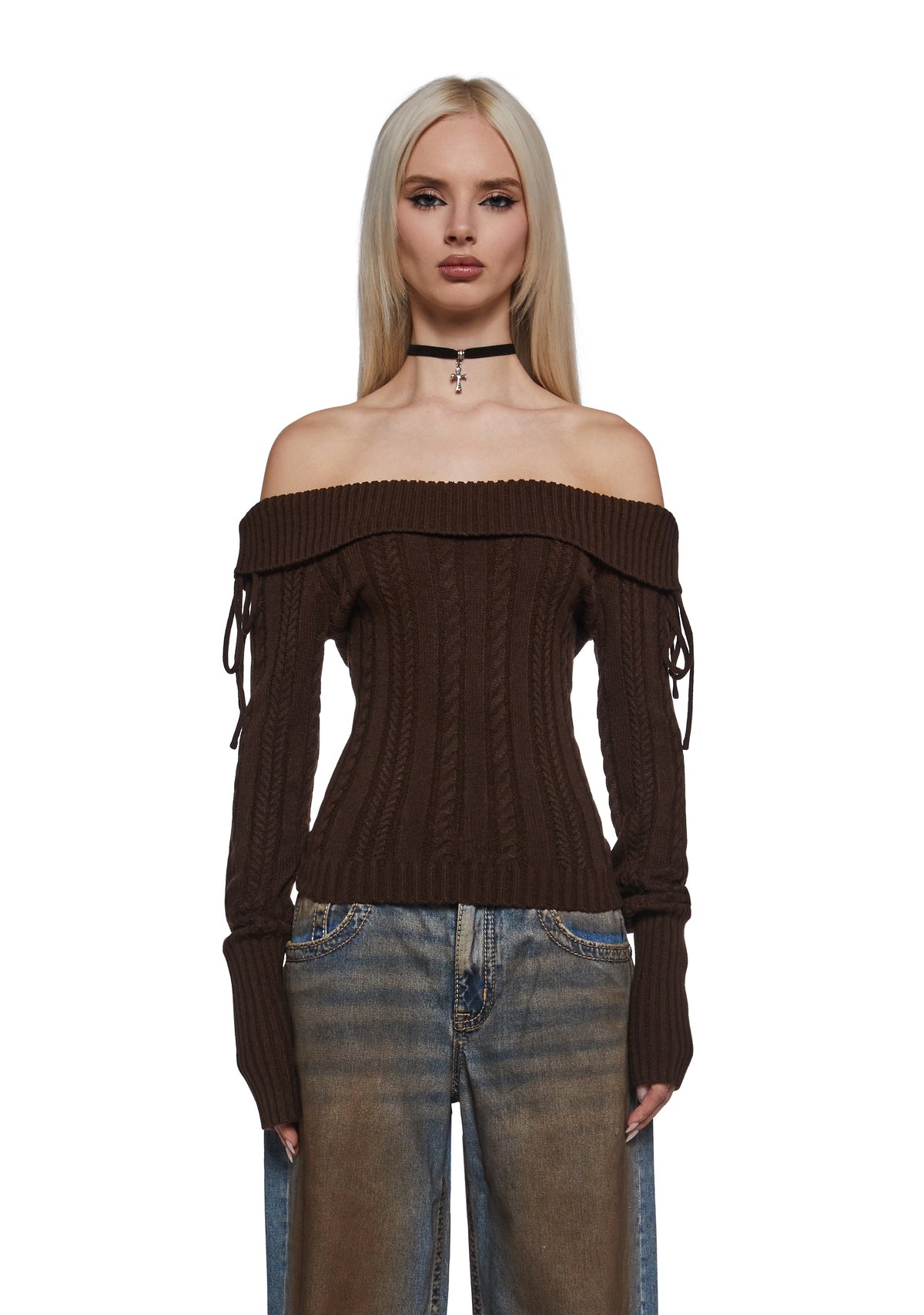 Deep Thoughts Long Sleeve Top - Brown
