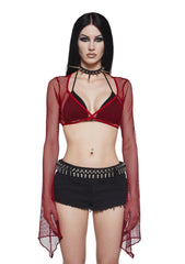 Cryptic Glamour Fishnet Shrug - Red