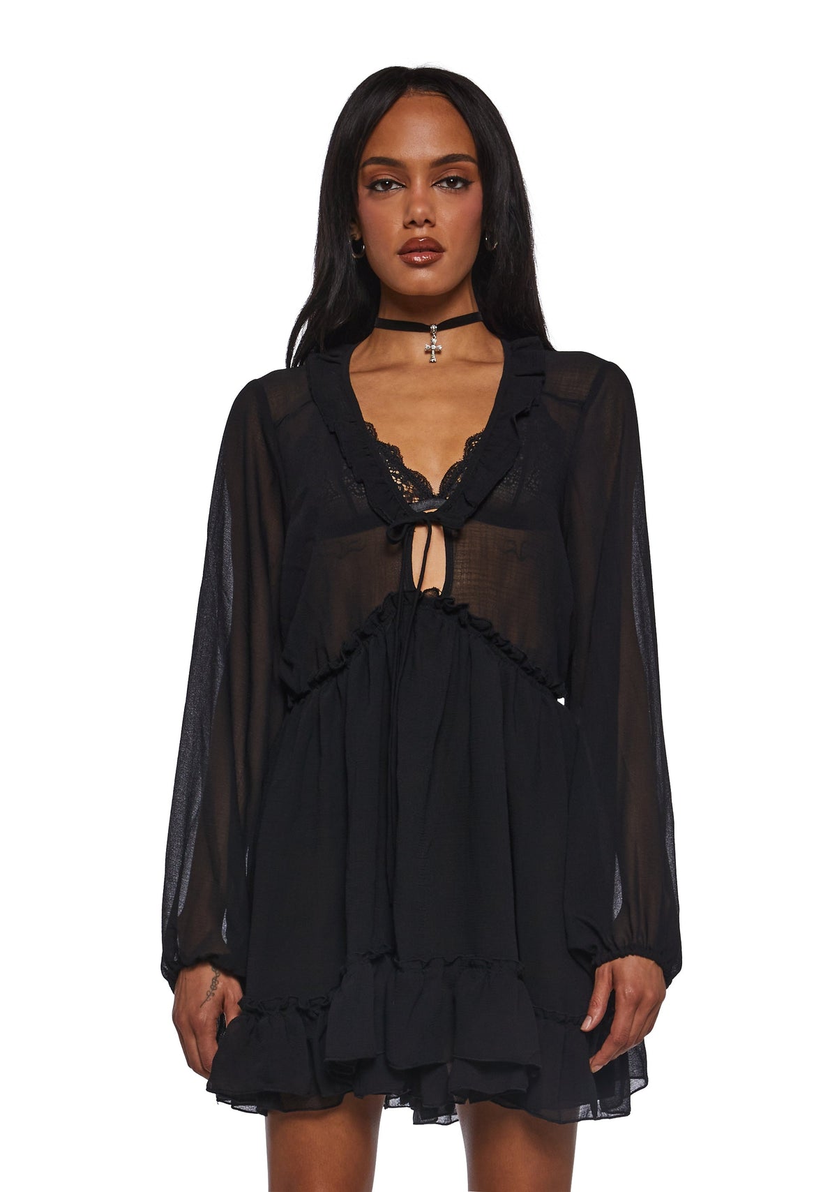 Sunset Chaser Babydoll Dress - Black