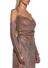 Downbeat Hooded Maxi Dress - Brown
