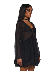 Sunset Chaser Babydoll Dress - Black