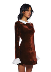 Macchiato Sessions Velvet Dress - Brown