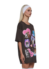 Cat Fan Oversized Tee