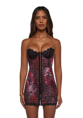 Captivating Gazes Slip Dress - Pink Leopard