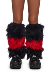 Crimson Chaos Striped Fur Leg Warmers