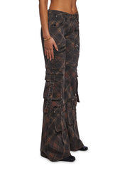 Aurora Cargo Jeans - Dark Plaid