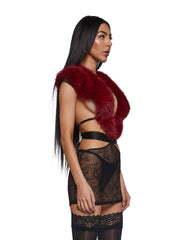 Fur The Night Lace and Faux Fur Chemise Set