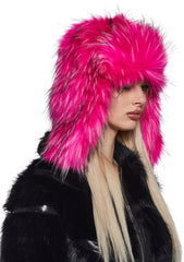 Aura Faux Fur Trapper Hat - Pink