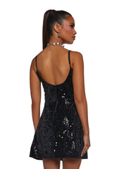 Over The Moon Sequin Dress - Black