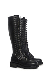 Spiked Knee High Lace Up Boots
