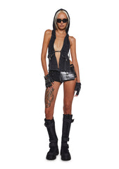 Signal Halter Top With Hood