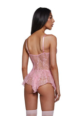 Midnight Kiss Lace Babydoll - Pink