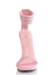 Chic-40 Platform Ankle Strap Rhinestone Sandals-Baby Pink