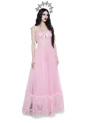 Dance With Death Sleeveless Maxi Dress - Pink