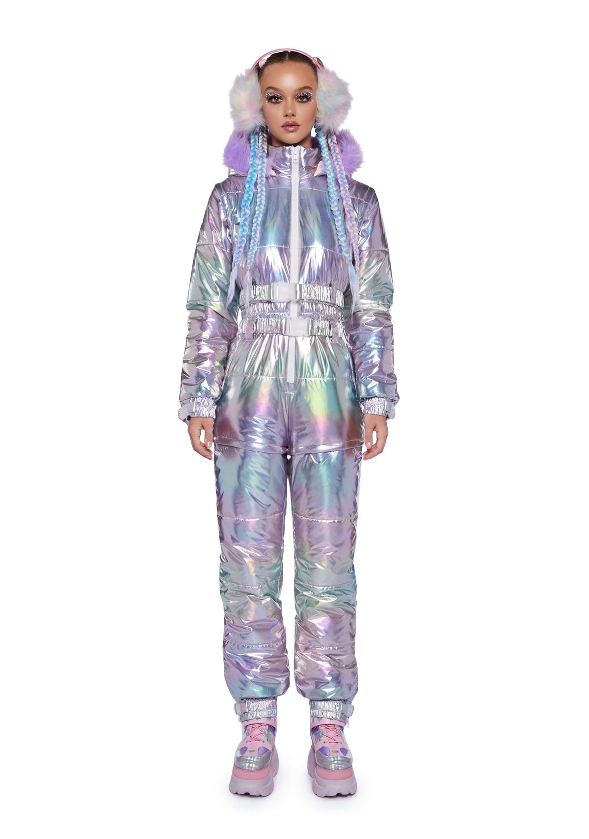 Aurora Beam Holographic Snowsuit - Lavender